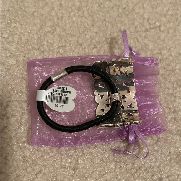 BRIGHTON Madrid Lace Silver Hair Tie, NWT - Picture 2 of 2